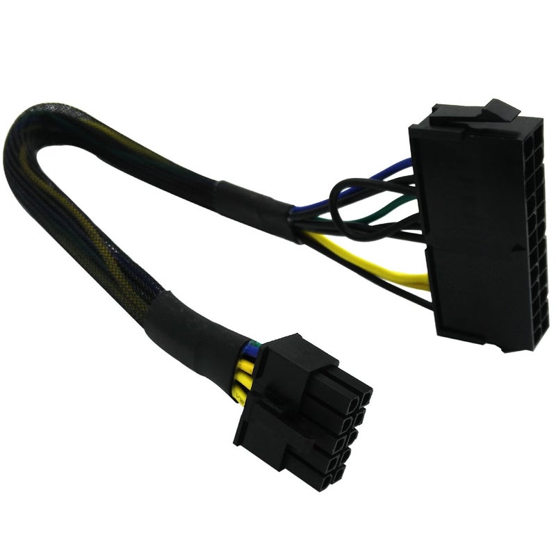 COMeap 24 Pin to 10 Pin ATX PSU Main Power Adapter Braided Sleeved Cable for IBM Lenovo PCs and Servers 12-inch(30cm) - Image 1